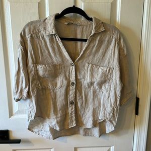 Zara linen short sleeve top